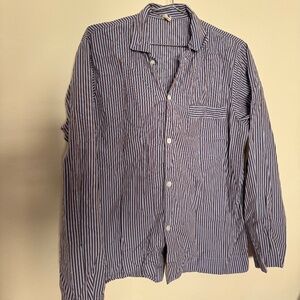 TEKLA blue and brown stripe LS pajama top